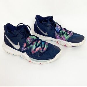 NIKE Kyrie 5 Galaxy Multi-Color Galaxy Design Navy Mesh Mens Basketball Shoes